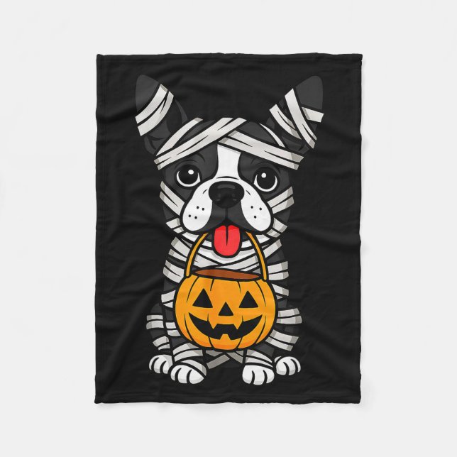 Couverture Polaire Halloween Dog Boston Terrier Mummy Costume Men Wom (Devant)