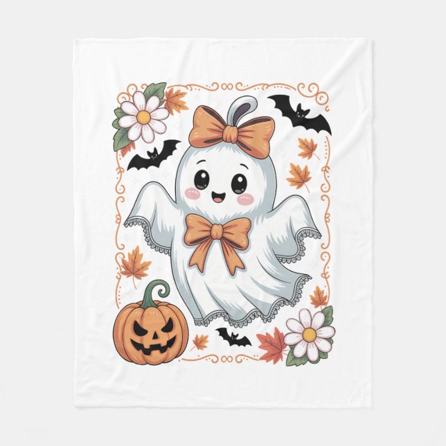 Couverture Polaire Halloween éffrayant Lace Ghost (Devant)