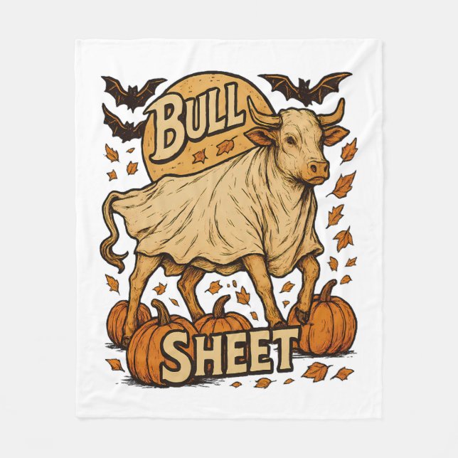 Couverture Polaire Halloween feuille de taureau de vache (Devant)
