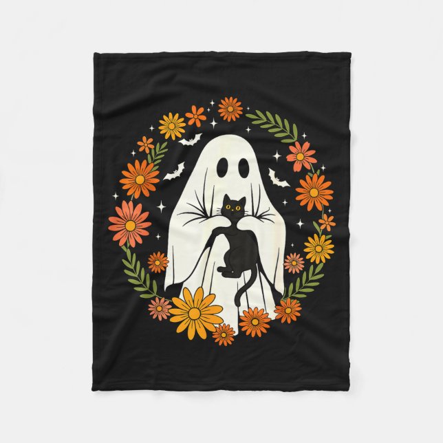 Couverture Polaire Halloween Ghost Black Cat Cute Funny  (Devant)
