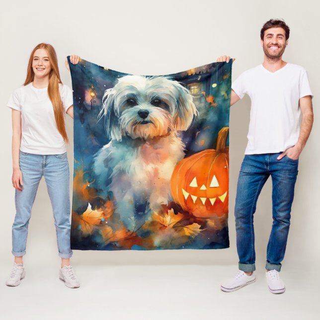 Couverture Polaire Halloween Havanais avec la peur Citrouille (En situation)