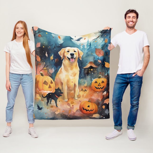 Couverture Polaire Halloween Lappund Finlandais Avec Peur Citrouille (En situation)