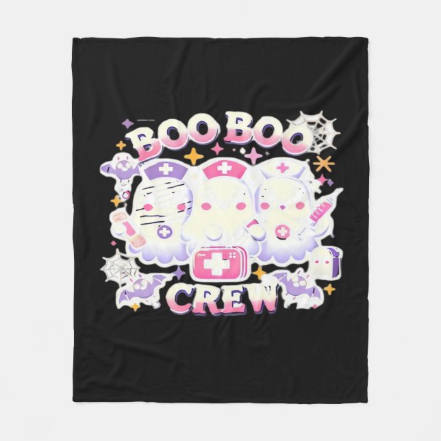 Couverture Polaire Halloween Nurse Ghost Squad Boo Boo Crew Drôle Spo (Devant)
