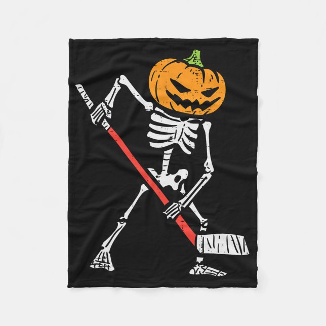 Couverture Polaire Halloween Pumpkin Skeleton Ice Hockey Costume Men  (Devant)