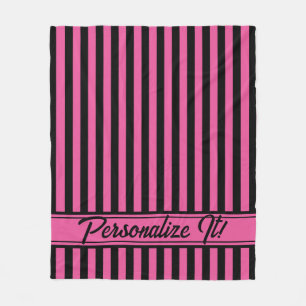 Couverture Polaire Halloween rayure verticale rose noir