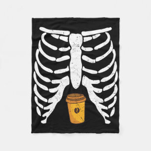 Couverture Polaire Halloween Rib Cage Café Lover Skeleton Drôle Wom