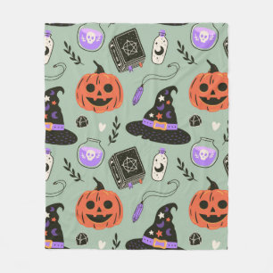 Couverture Polaire Halloween sans couture motif avec casquette sorciè