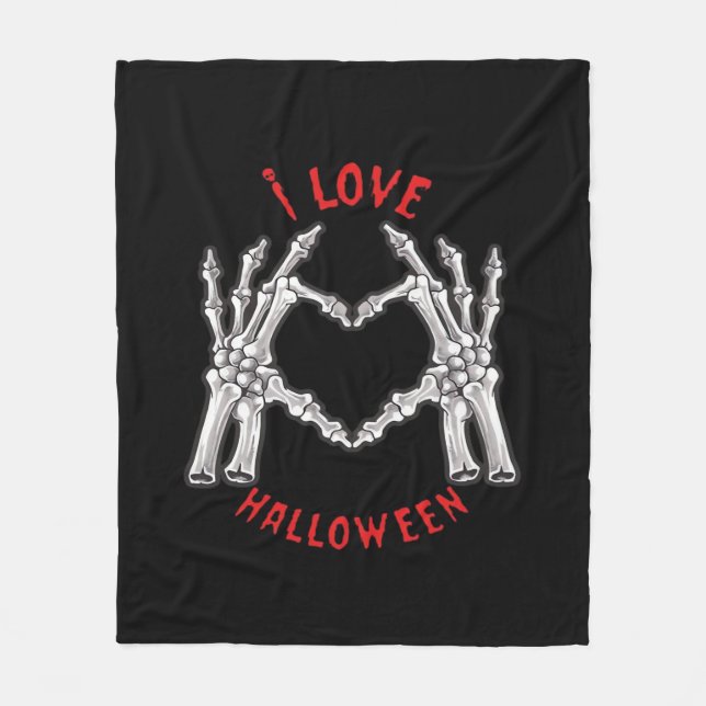 Couverture Polaire Halloween Skeletal Mains Coeur drôle Dire (Devant)