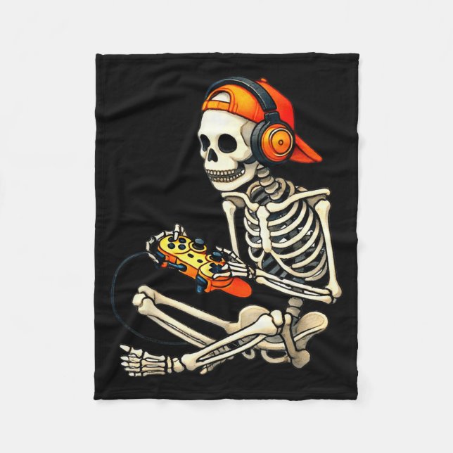 Couverture Polaire Halloween Skeleton Gamer Video Gaming Boys Men Kid (Devant)