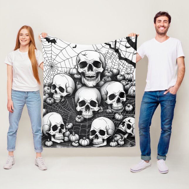 Couverture Polaire Halloween Skulls Skeltons Graveyard Graphisme (En situation)