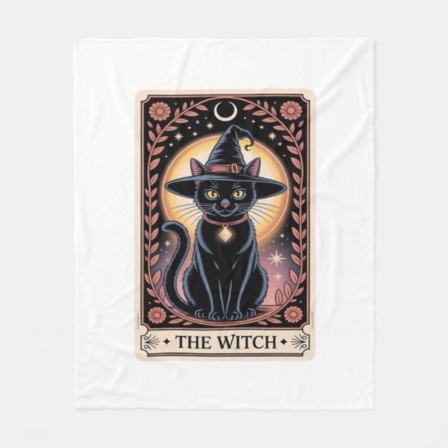 Couverture Polaire Halloween sorcière esthétique Amoureux de les chat (Devant)