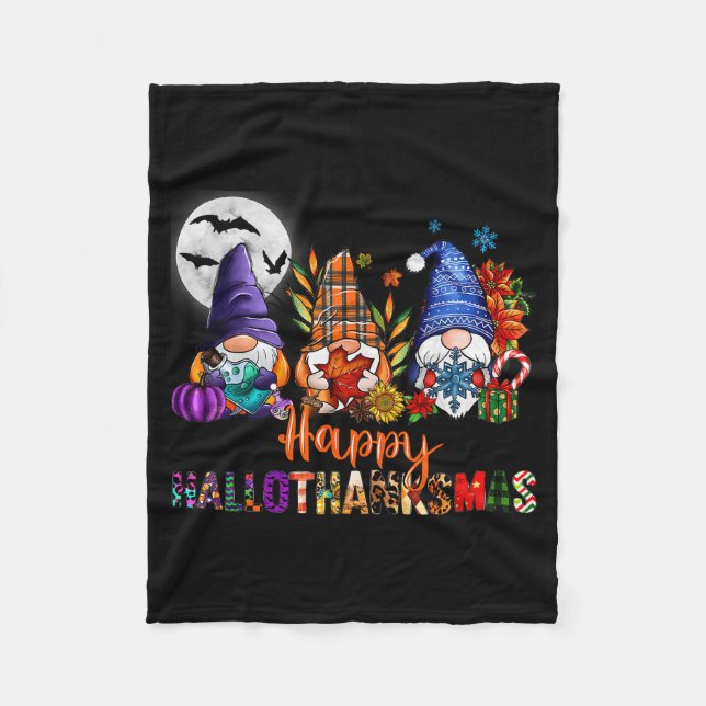 Couverture Polaire Halloween Thanksgiving Christmas Happy Hallothanks (Devant)