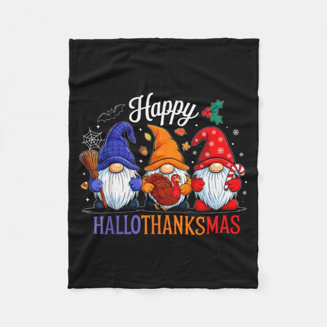 Couverture Polaire Halloween Thanksgiving Christmas Happy Hallothanks (Devant)