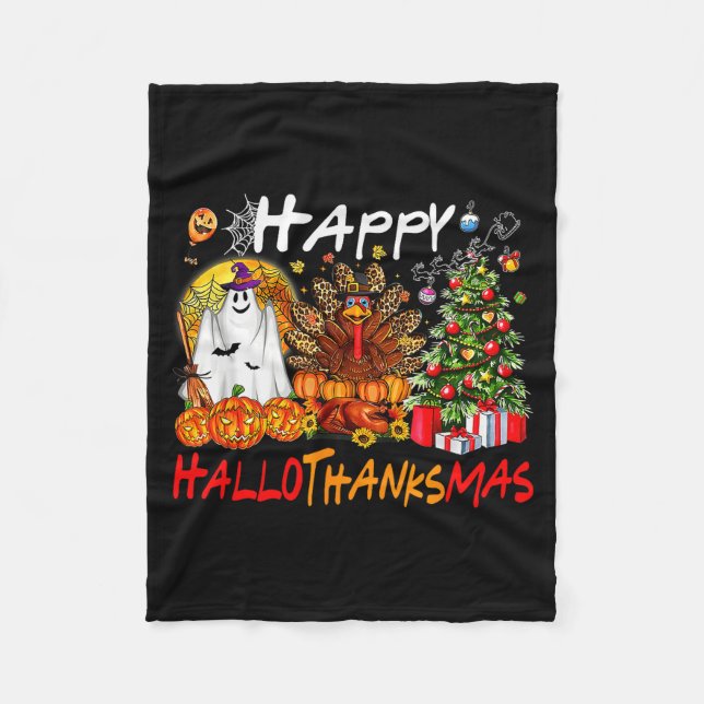 Couverture Polaire Halloween Thanksgiving Christmas Turkey Happy Hall (Devant)