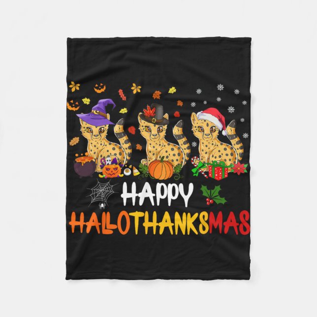 Couverture Polaire Halloween Thanksgiving Noël Cheetah Chat Hallo (Devant)