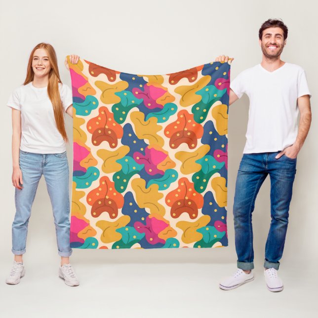 Couverture Polaire Halloween Whimsical Feuilles d'automne Motif sans  (En situation)