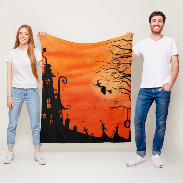 Couverture Polaire Halloween Witch House Fleece Blanket (En situation)