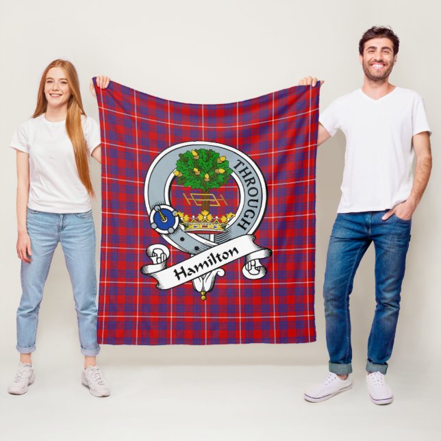 Couverture Polaire Hamilton Clan Badge Tartan Plaid (En situation)