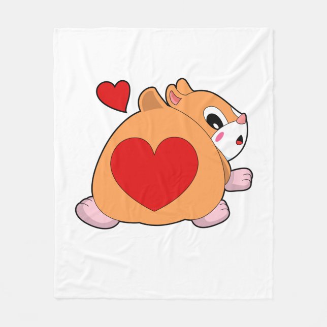 Couverture Polaire Hamster au coeur (Devant)