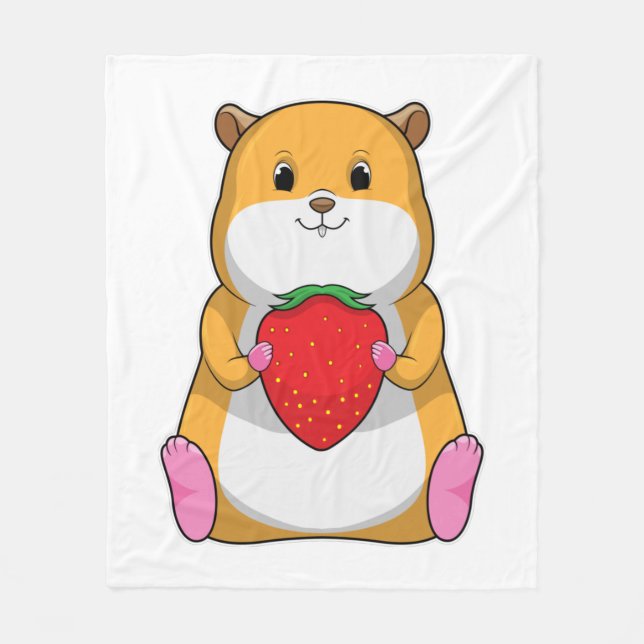 Couverture Polaire Hamster aux fraises (Devant)