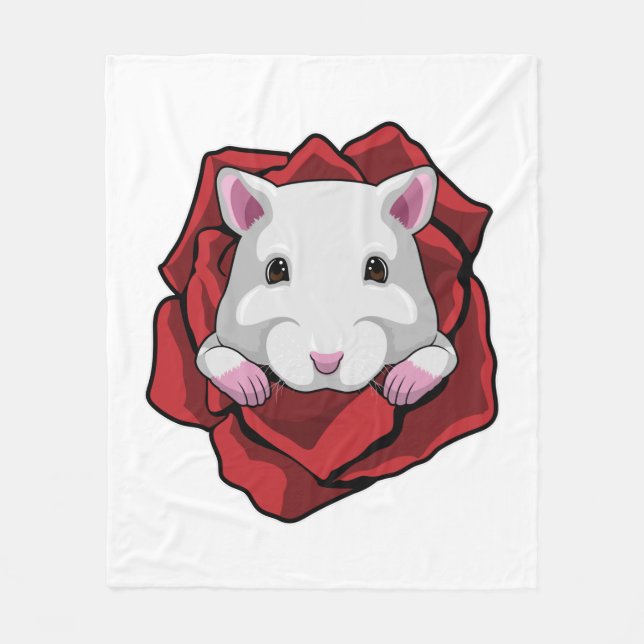 Couverture Polaire Hamster avec Rose (Devant)
