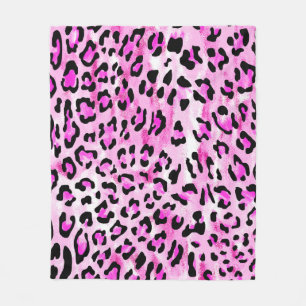 Couverture Polaire hand draw pink color seamless leopard pattern / il
