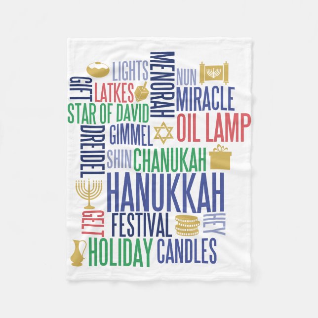 Couverture Polaire Hanoukka Words Vacances Blanche polaire (Devant)