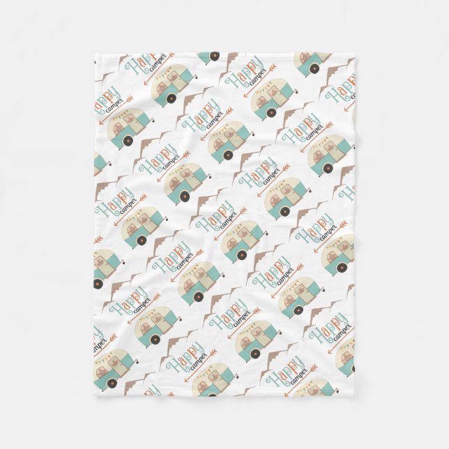 Couverture Polaire HAPPER CAMPER mignon Retro RV (Devant)