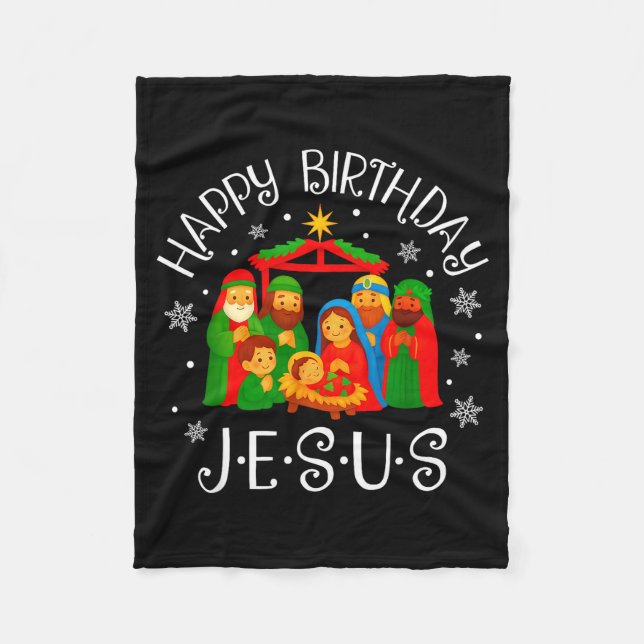 Couverture Polaire Happy Birthday Jesus Christmas Pajamas Xmas Squad  (Devant)
