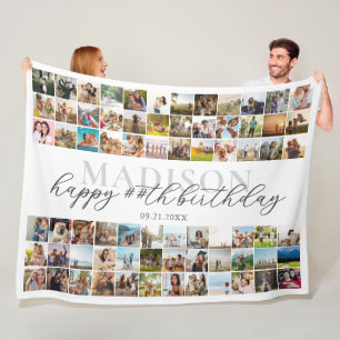 Couverture Polaire Happy Birthday Personnalisé Photo Collage