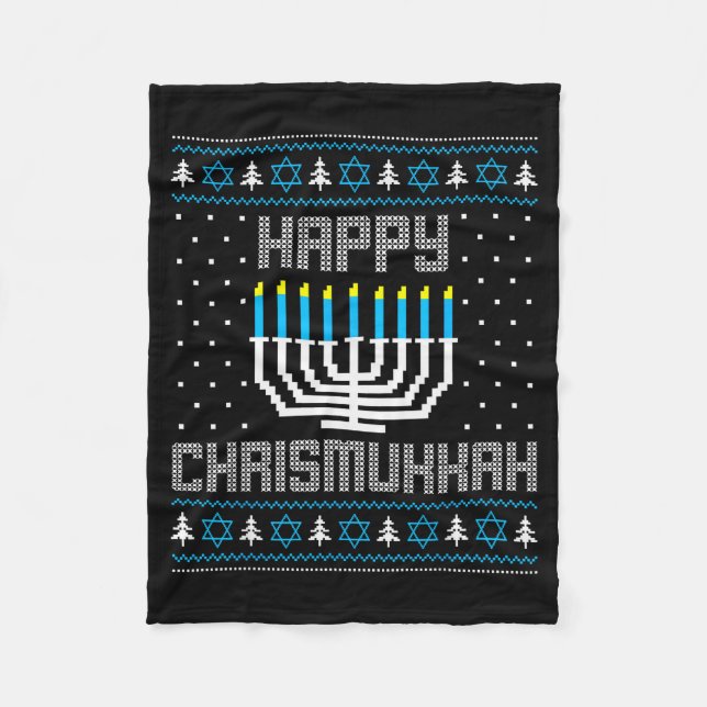Couverture Polaire Happy Chrismukkah Menorah Ugly Sweater Christmas H (Devant)