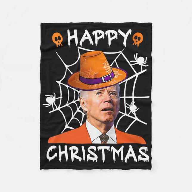 Couverture Polaire Happy Christmas Anti Joe Biden Fun Halloween Pumpk (Devant)