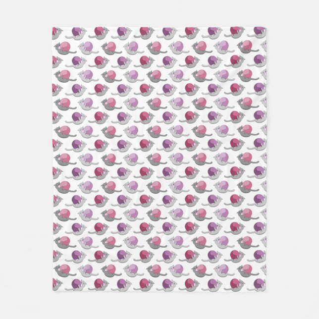 Couverture Polaire Happy Cute Cats Playing with Balls Pattern (Devant)