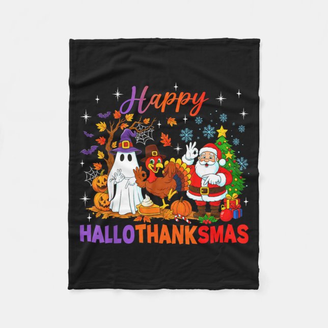 Couverture Polaire Happy Hallothanksmas Halloween Thanksgiving 67 Chr (Devant)
