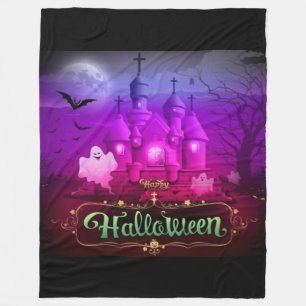 Couverture Polaire Happy Halloween Éffrayant Haunted House