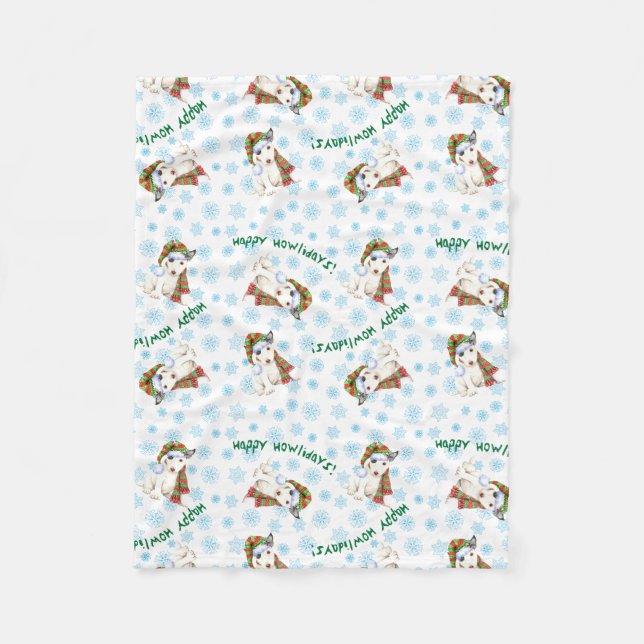 Couverture Polaire Happy Howlidays Mini Bull Terrier (Devant)