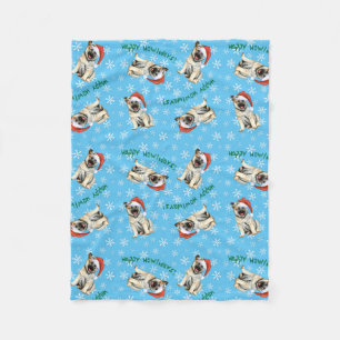 Couverture Polaire Happy Howlidays Norwegian Elkhound Fleece Blanket