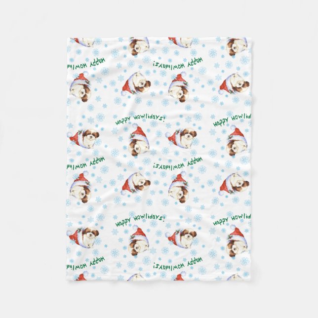 Couverture Polaire Happy Howlidays Shih Tzu Fleece Blanket (Devant)