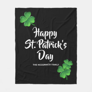 Couverture Polaire Happy Jour de la Saint Patrick Shamrock vert perso