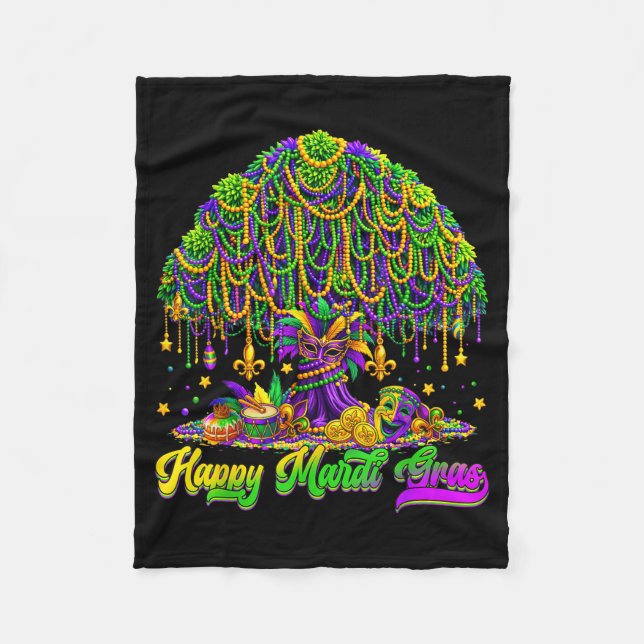 Couverture Polaire Happy Mardi Gras Tree Beads Mask Carnival New Orle (Devant)