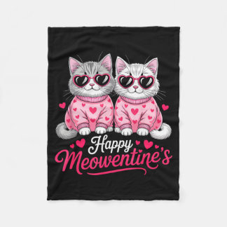 Couverture Polaire Happy Meowentine’s Cute Romantic Cats Couple Valen