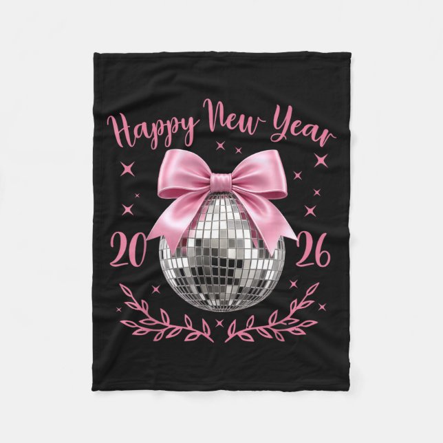 Couverture Polaire Happy New Year 2026 Coquette Nk Bow Disco Ball Wom (Devant)