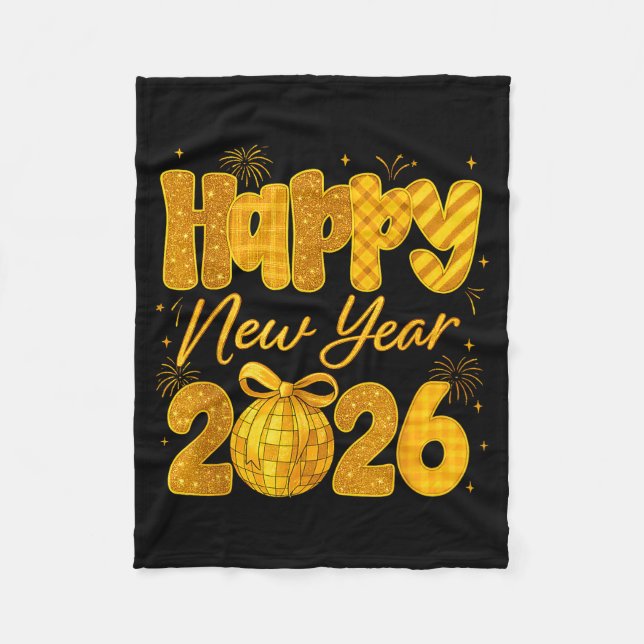 Couverture Polaire Happy New Year 2026 Eve Party Gold Family Matching (Devant)