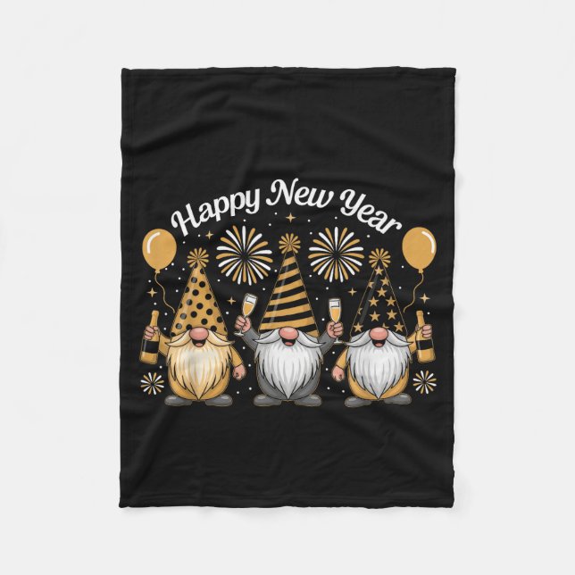 Couverture Polaire Happy New Year Gnome Confetti Fireworks New Year's (Devant)