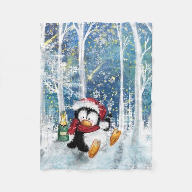 Couverture Polaire Happy Penguin - Noël (Devant)