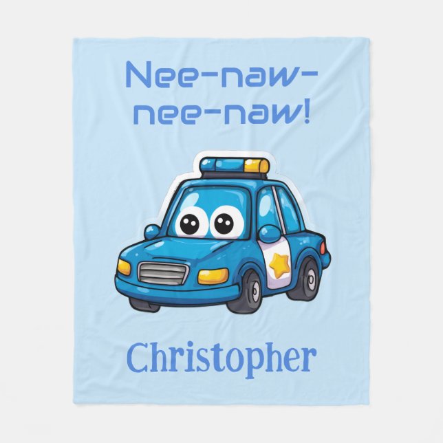 Couverture Polaire Happy Police Car, Personalized Toddler  (Devant)