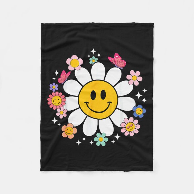 Couverture Polaire Happy Retro Daisy Smile Face Preppy Aesthetic Men  (Devant)