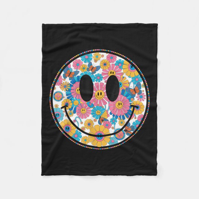 Couverture Polaire Happy Retro Daisy Smile Face Preppy Hommes esthéti (Devant)