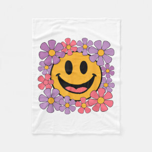 Couverture Polaire Happy Retro Daisy Smile Face Preppy Hommes esthéti