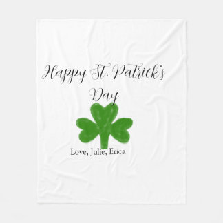 Couverture Polaire Happy St. Patrick's day green shamrock name 